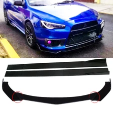Front Bumper Lip Splitter Spoiler Body Kit +Side Skirt For Mitsubishi