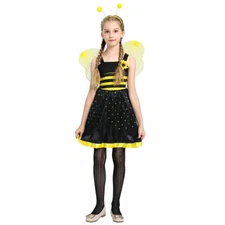 Girls Honey Bumble Bee Dress Cute Adorable Pretty Custume School Play Halloween