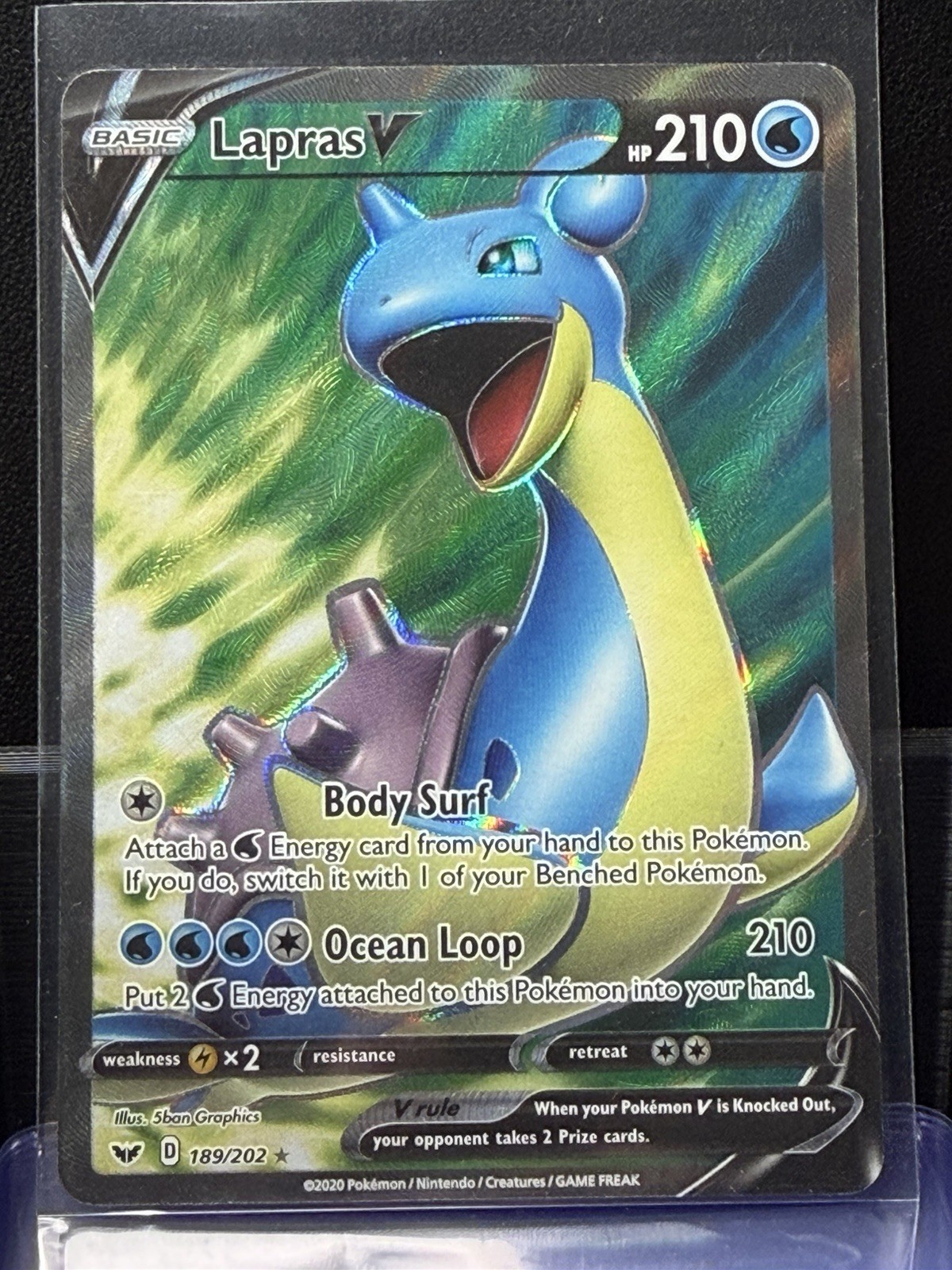 Pokémon Lapras V(full Art) Sword & Shield Base Set Ultra Rare • 189/202