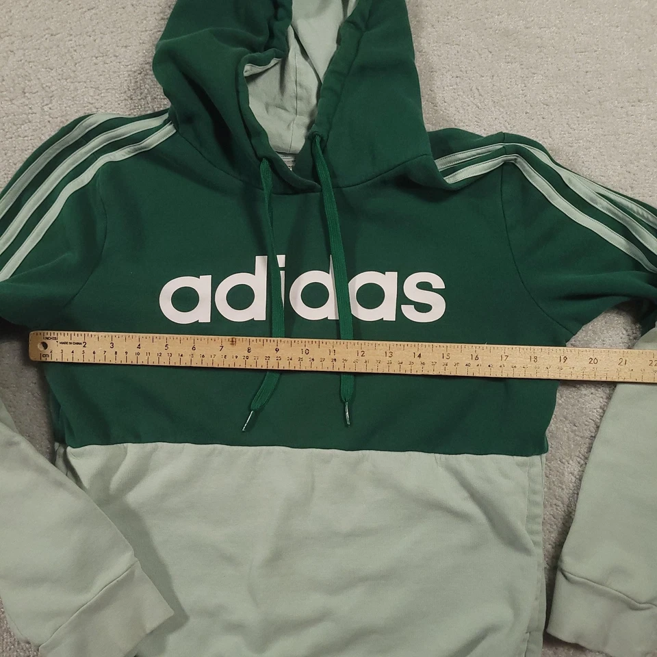 Adidas Sudadera con Capucha Mujer Mediana Verde Bloque de Color Logo Pullover Tres Rayas Atlético Foto 3 de 4