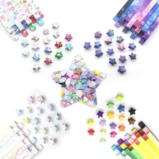 5450 Sheets Origami Star Paper Strips, 27 Solid Colors Origami Paper & 7 Them...