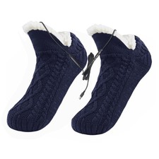USB Heated Fleece Fuzzy Socks Thermal Home Slipper Socks Fluffy Winter Electric