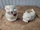 Vintage 1940s Shawnee Pottery Puss N Boots Cat Sugar Bowl & Creamer.