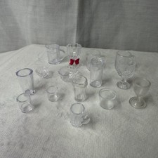 Huge Bundle Clear Dollhouse Dishes Barbie Size Lot Bundle Pitcher Cups 1:6 F13i