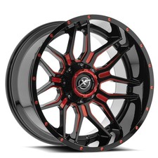 20x10 XF Off-Road XF-222 Gloss Black & Red Milled Wheel 8x6.5/8x170 (-12mm)