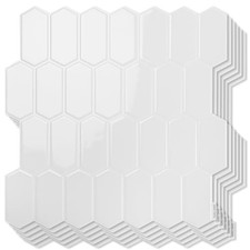 10-Sheet Heavy-Duty Peel and Stick Backsplash, Self 12 x 12 Inch White