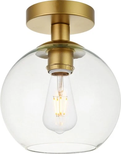 Elegant Lighting LD2204 Baxter 8"W Semi-flush Globe Ceiling - Brass - Picture 1 of 12