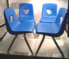 Vintage Set of 4 Virco Hard Plastic 12” Childrens Blue Chairs Crafts Home School