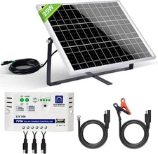 ECO-WORTHY 25 Watts 12V Off Grid Solar Battery Charger Kit: 25W, Black 