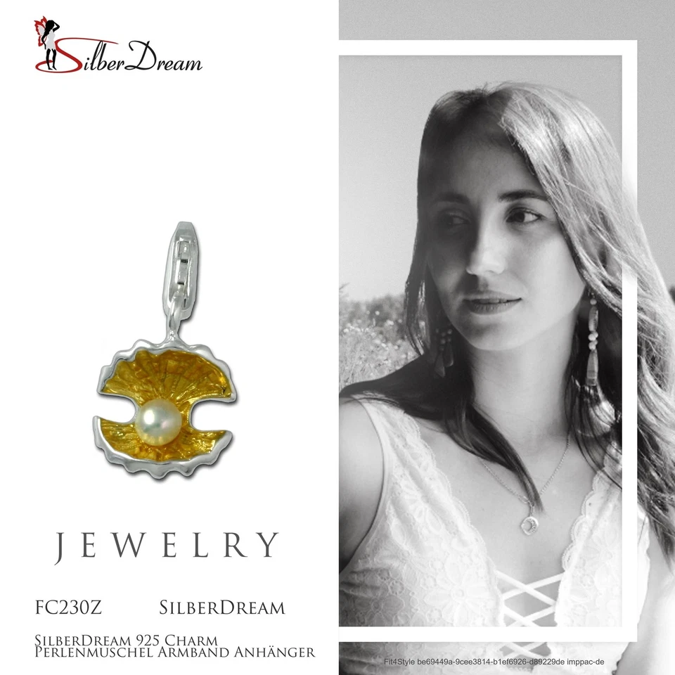 SilberDream Charm 925 Echt Silber Anhänger gelb Perlenmuschel Perle FC230Z - Bild 3 von 4
