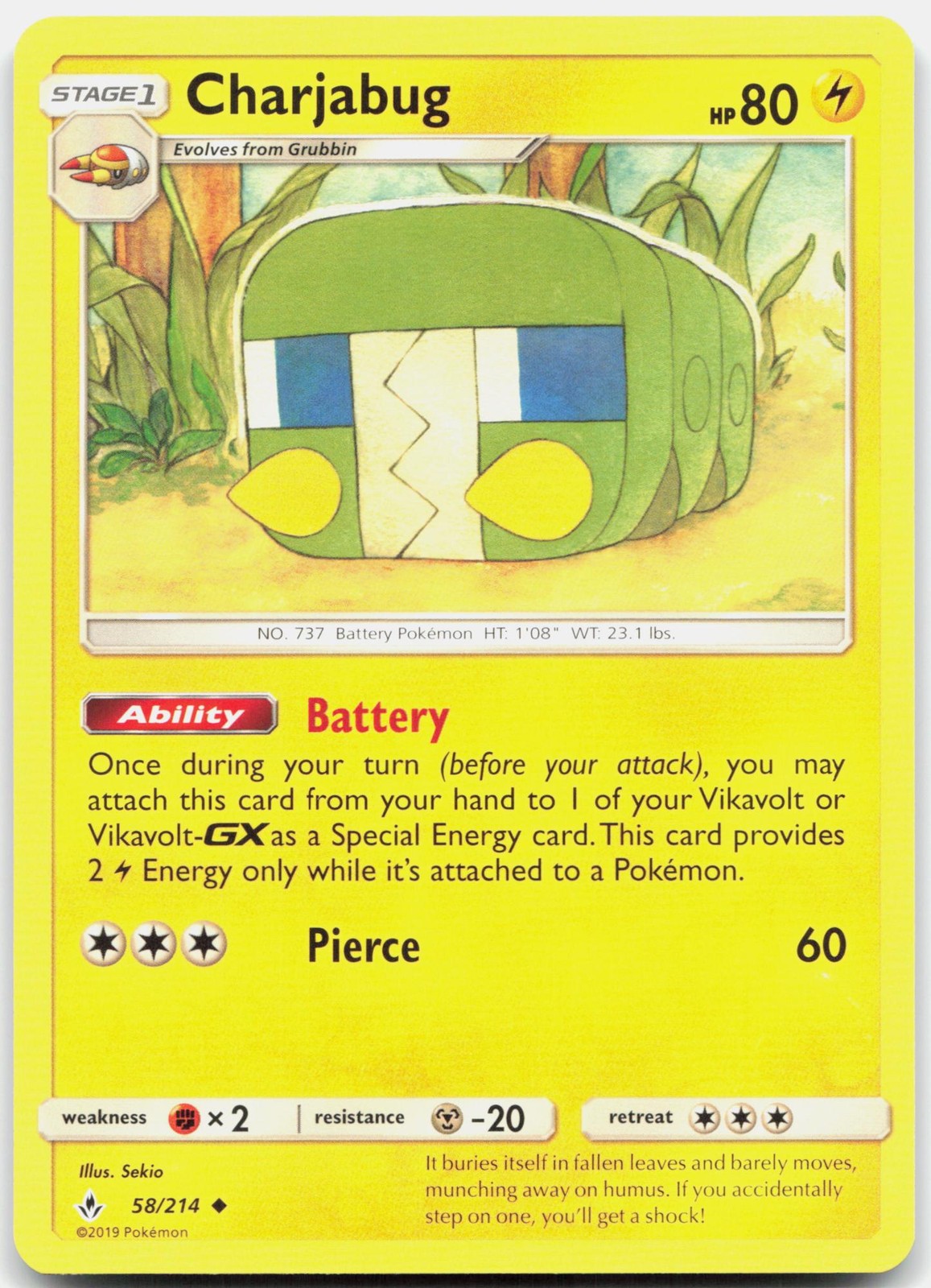 Charjabug Uncommon Unbroken Bonds 58/214 LP Pokemon