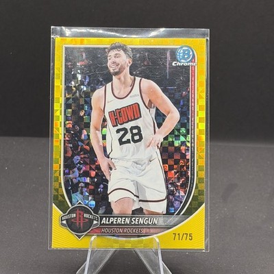 Alperen Sengun, 2025-26 Bowman Chrome Yellow X-Fractor 71/75 #BCV-133. Rockets. 