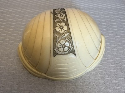 Vintage Art Deco Celluloid Ring Box Cream Floral Embossed Jewelry Presentation