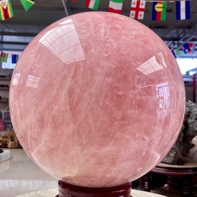 57.98LB Natural Crystal Pink Rose Chakra Quartz Sphere healing ball Specimen