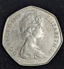 1969 Great Britain 50 New Pence Circulated KM# 913