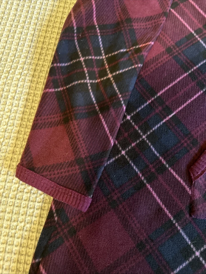 Camisón Cuddl Duds talla L púrpura con capucha manga larga salón pijama multicolor Foto 3 de 4