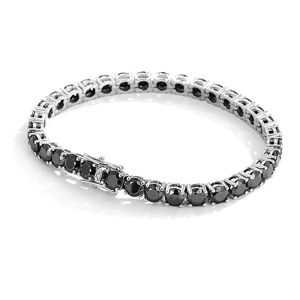 Black Moissanite Tennis Bracelet Platinum Plated Sterling Silver - Image 2 of 4