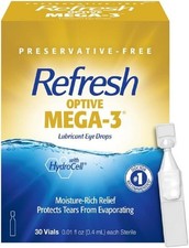Refresh Optive Mega-3 Lubricant Eye Drops 30 Single-Use Vials 2 Pack