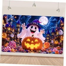 Halloween Backdrop Banner Ghost Pumpkin 5.9 3.6ft Yellow Pumpkin Ghost