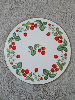 Royal Worcester Erdbeeren seltenes Sammlerstück 28 cm Bone China Gateaux Kuchenteller