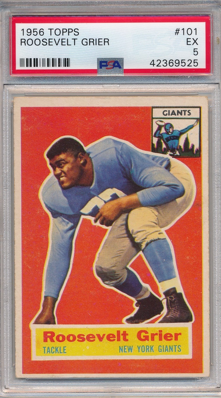 1956 TOPPS #101 ROOSEVELT GRIER ROOKIE - PSA 5 EX (SVSC)