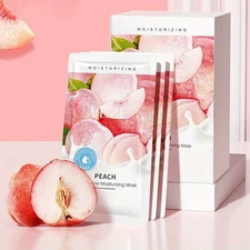 10PCS Hydrating Peach Moisturising Masks Enriched with Niacinamide and Vitamins
