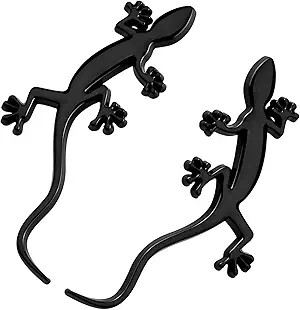 2-Piece 3D Gecko Metal Decal Sticker for Car Window Door Bumper,  Color: Black