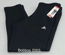 Adidas Women  s Relaxed Fit Tapered Leg Fleece Pants, Black, Size M