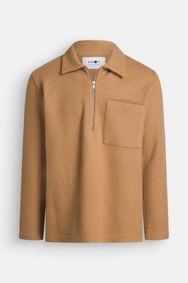 NN07 Men's Ivan Half Zip Camel Wool Long Sleeve Sweatshirt XL