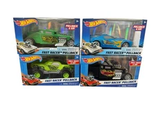 4 pack New in Box Hot Wheels Fast Racer Pullback Car Set For Ages 3+