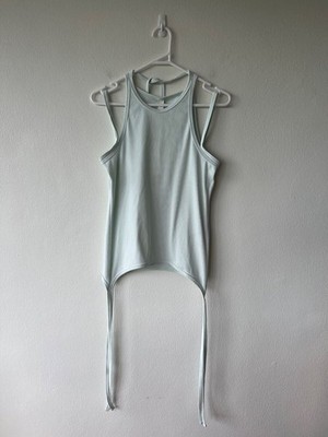 New dion lee split tie top rib tank singlet extra large blue