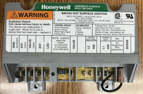 Honeywell S8910U1000 Universal Hot Surface Ignition Module.