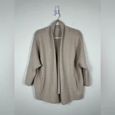 MM Lafleur Classic Beige Cardigan Wool Size XS/S EUC Minimalist Work Wear