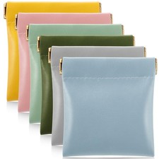 Cunno 6 Pcs PU Squeeze Small Coin Purse Pouch Change Holder Boho Colors