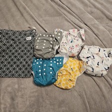 LOT Nora's Nursery Adjustable Reusable Cloth Diapers With Inserts