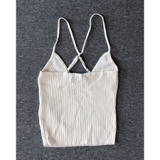 Abercrombie Fitch Ribbed Knit Crop Tank Cream Strappy Back Cami XS