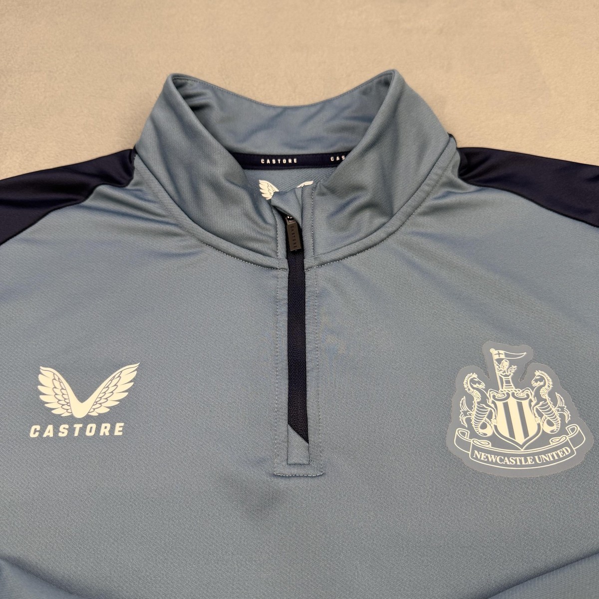 Newcastle United Sweatshirt Mens Large Blue Soccer Castore 1/4 Zip