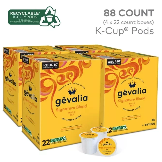 Gevalia Signature Blend Coffee K-Cup Pod, Light Roast, 88/Box - NEW!!!
