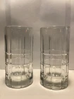 Pair Of Two (2) Vintage Anchor Hocking ‘Tartan’ Pattern  Heavy Glass Tumbler USA