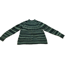 Knox Rose Womens Sweater Size 2XL Boho Green Striped Mock Neck Festival Sweater