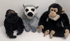 Ganz Webkinz Lot of 3 Primates Plush Chimpanzee Lemur Silverback Gorilla No Code