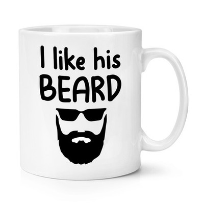Ich mag seinen Bart Cartoon Umriss 10 Unzen Becher Tasse Valentinstag Ehemann Freund