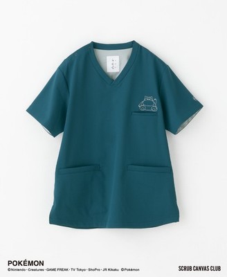 POKEMON Scrub Top Unisex Medical Nursing Uniform Shirt Snorlax M Exclusive