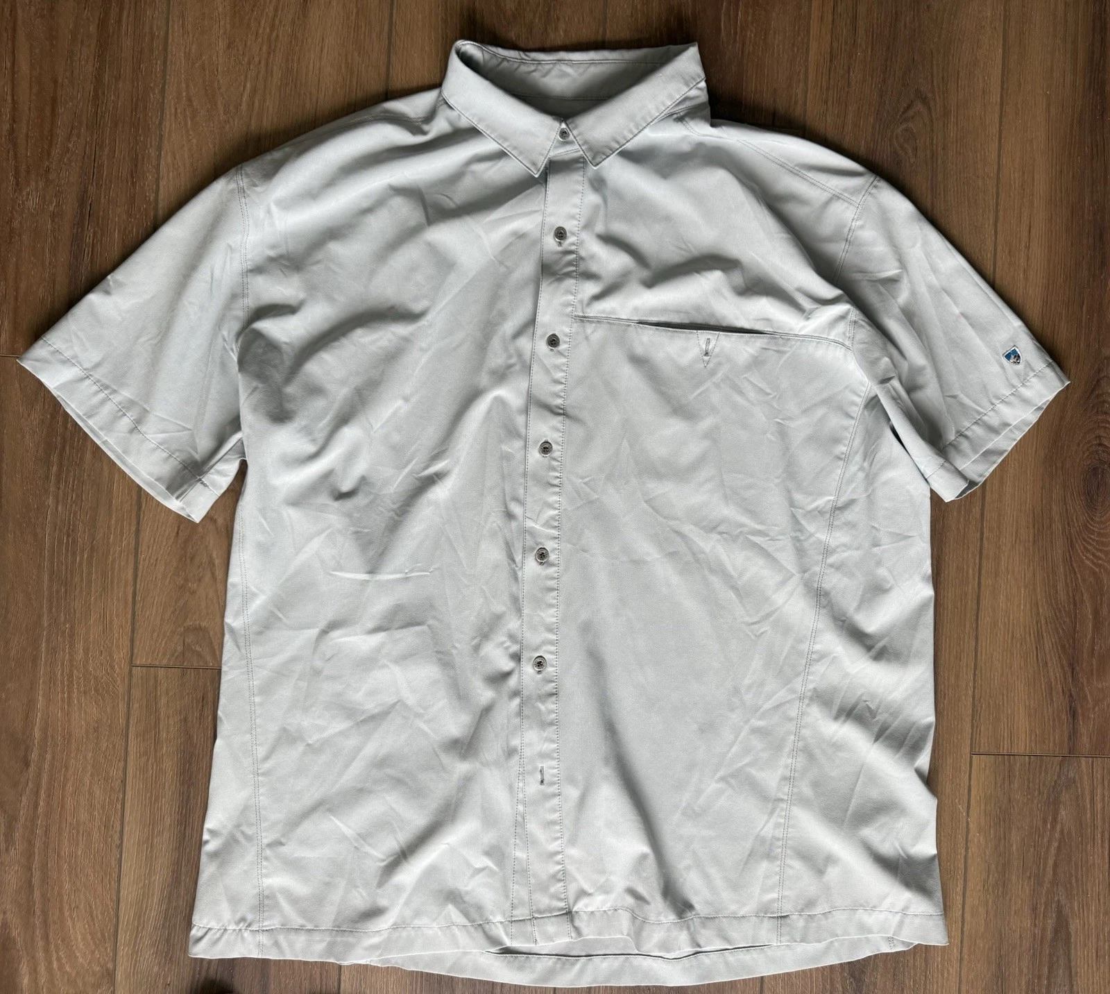 Kuhl TuffleX Renegade Gray Short Sleeve Hiking Button Stretch Shirt 3069 Men XXL