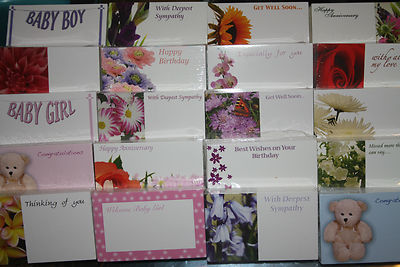 50er Pack Floristenkarten Jubiläum Baby Beerdigung Get Well Geburtstag Beileid leer 