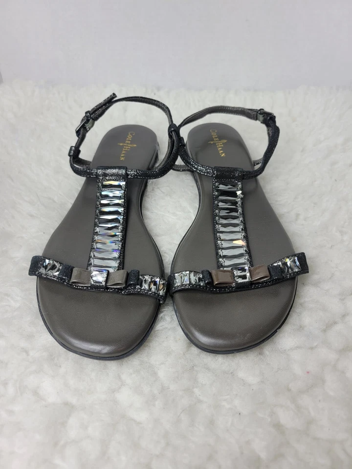 Cole Haan Colab Wemens Size 7.5 Sandals Crystal Bow Bling Ankle Strap - Image 2 of 4
