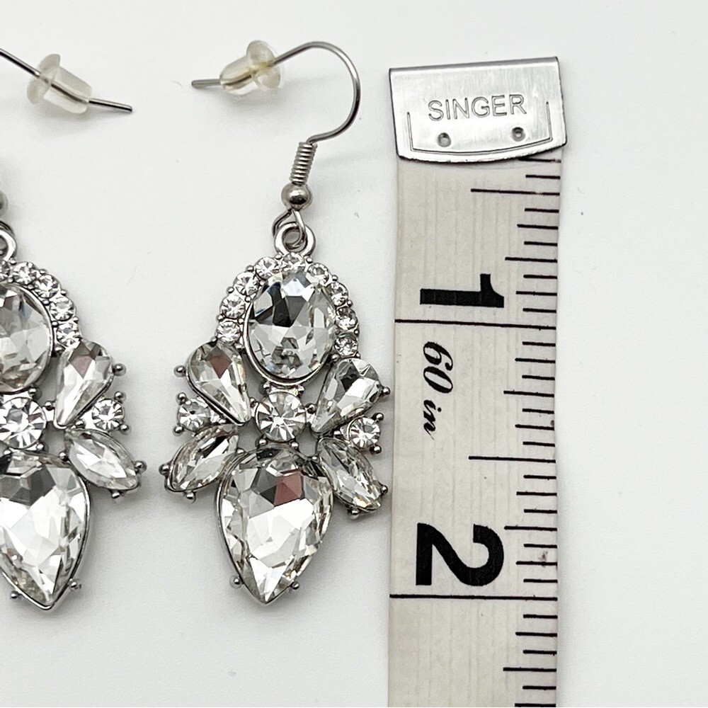 Clear Rhinestone Dangle Statement Earrings 1.5” F… - image 4