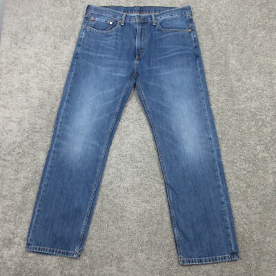 Levis Jeans Mens 36x30 Blue 505 Regular Faded Whisker Honeycomb Pants Zip Fly