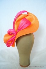 Orange Pink Fascinator Headband Wedding Guest Race Day Millinery Melbourne Cup