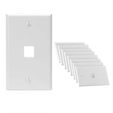 - 1 Port Keystone Wall Plate White 10 Pack with Standard Size Keystone Jack P...